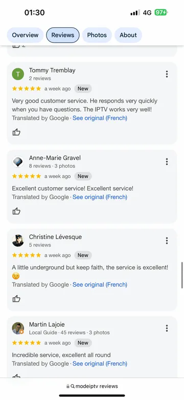 Témoignage client Trimixtriangles: meilleur abonnement IPTV chez TrimixTriangles - avis client 1