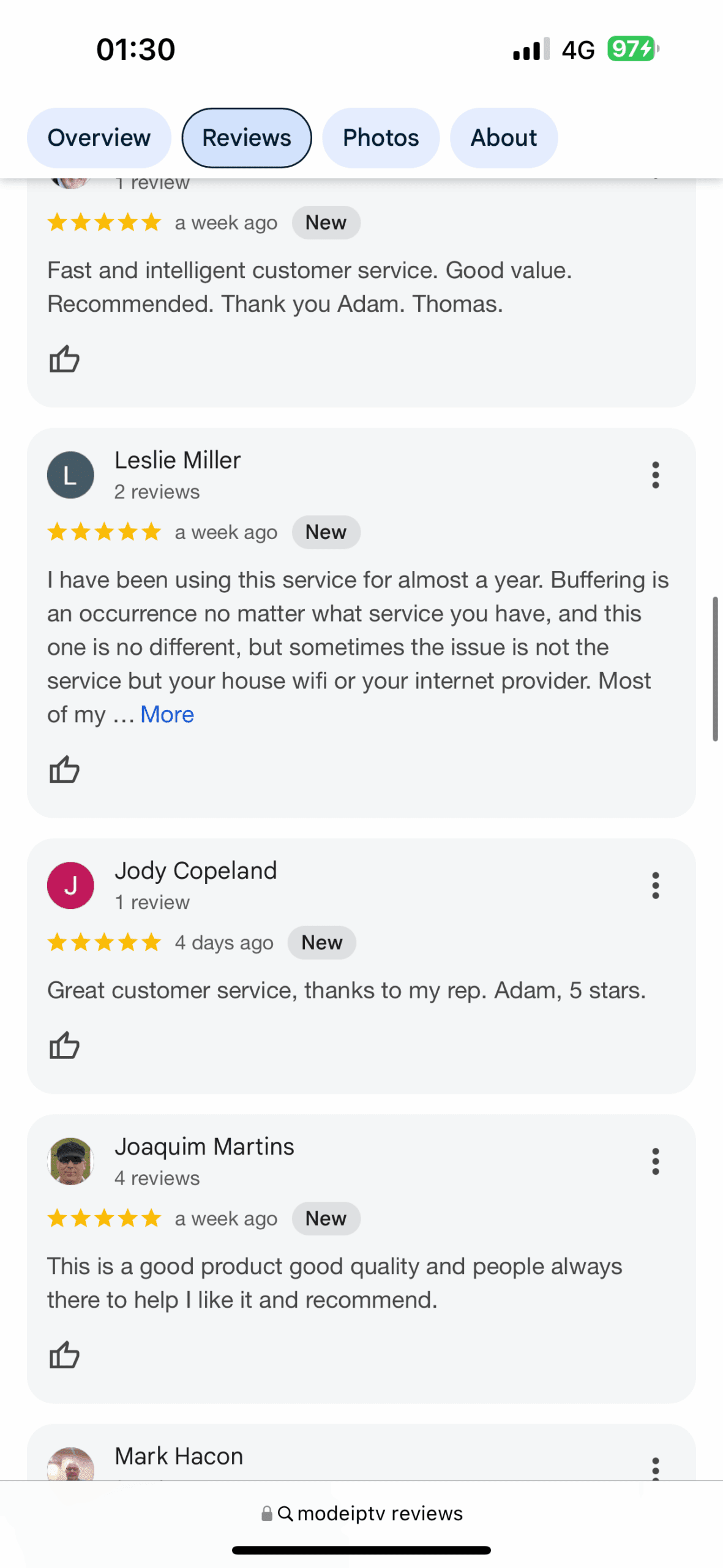 Témoignage client Trimixtriangles: meilleur abonnement IPTV chez TrimixTriangles - avis client 5